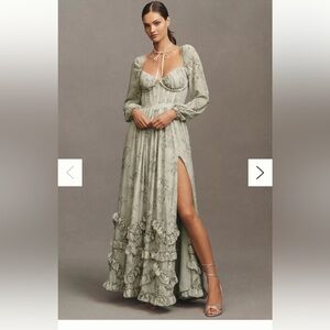 Elegant Green Floral Maxi Dress